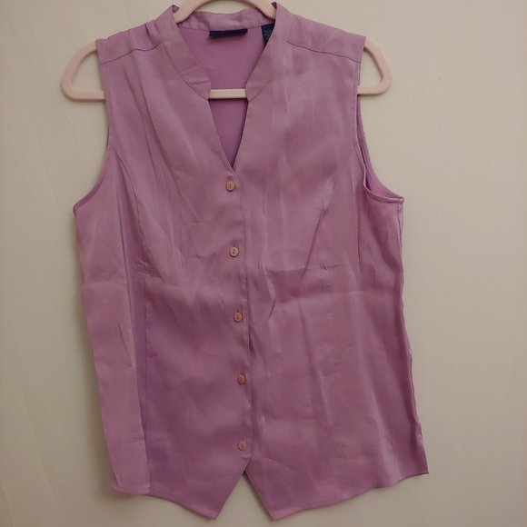 Lot of 3 Karen Scott button pink, lilac, chartreuse shimmer tops size Large NWOT - Picture 1 of 12